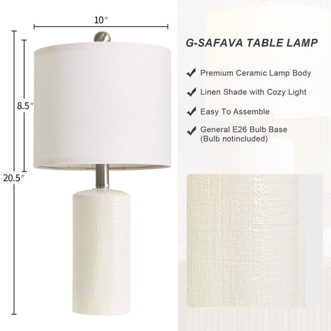 G-SAFAVA small white table lamp provides warm bedside glow for bedrooms
