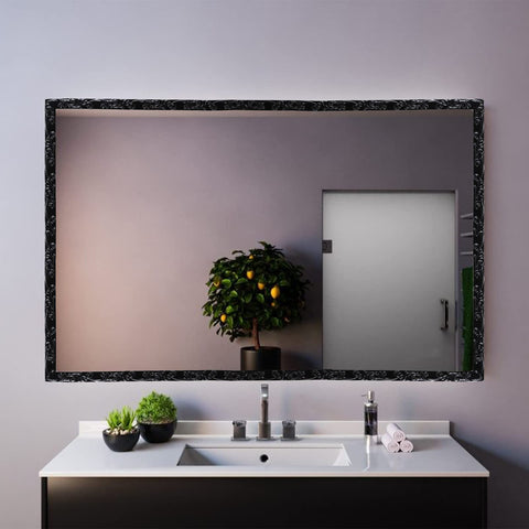 Gaahing PVC wall border in black enhances bathroom mirror frames.
