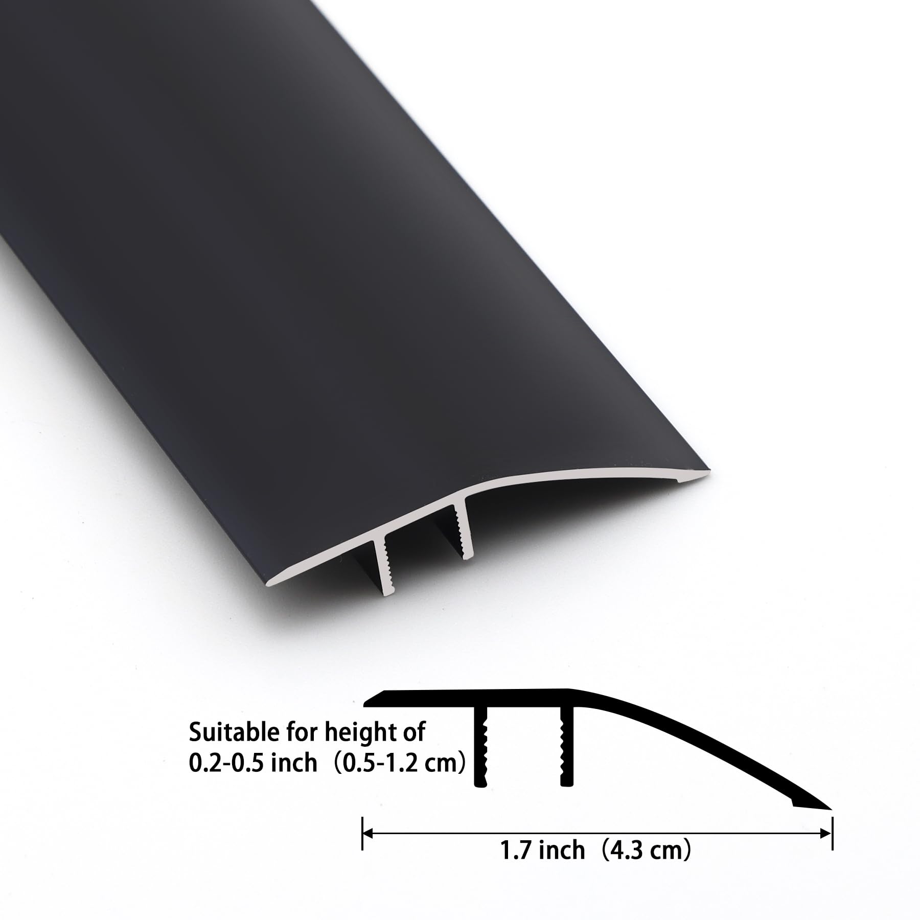 Gaahing threshold strip side profile shows a slim line with edge protection.