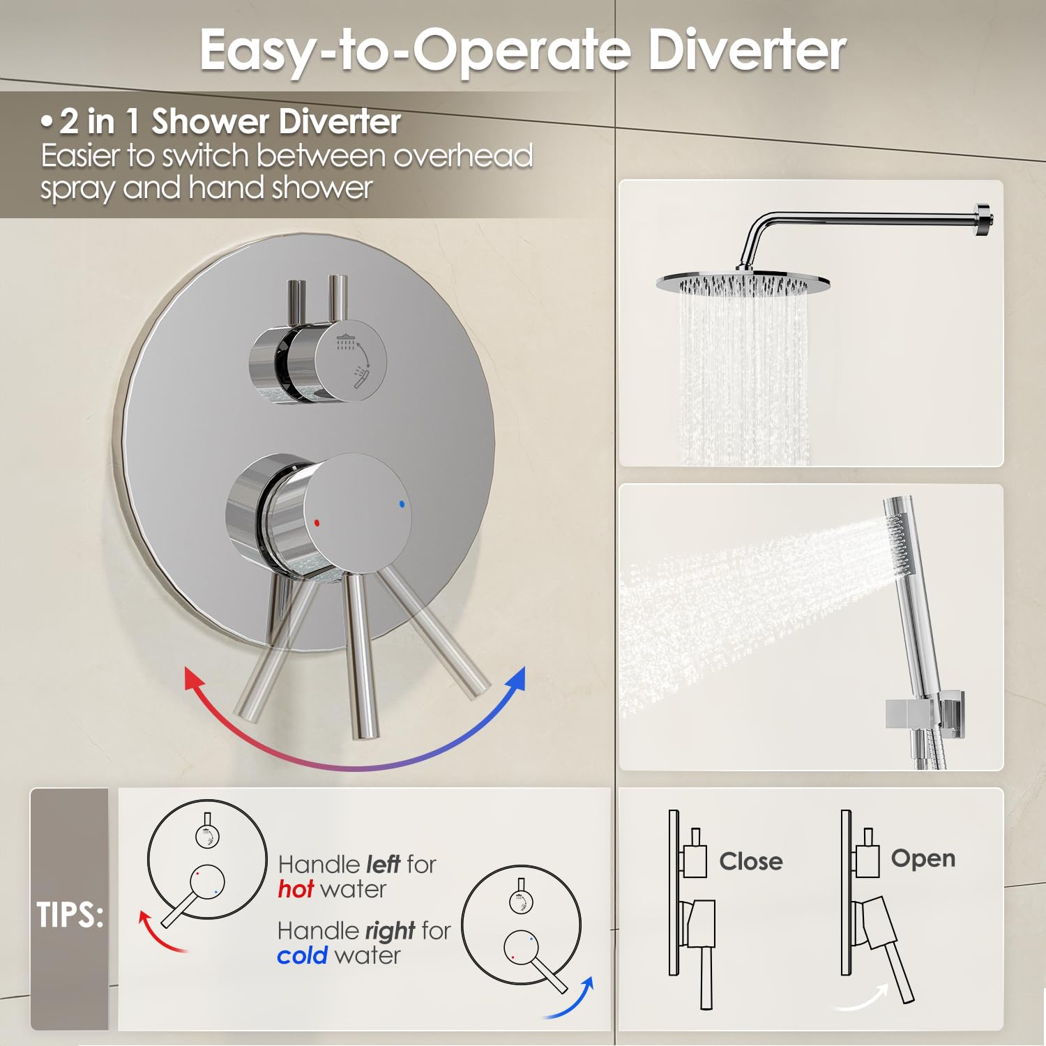 Gabrylly all-metal shower set built for durability and rust resistance.