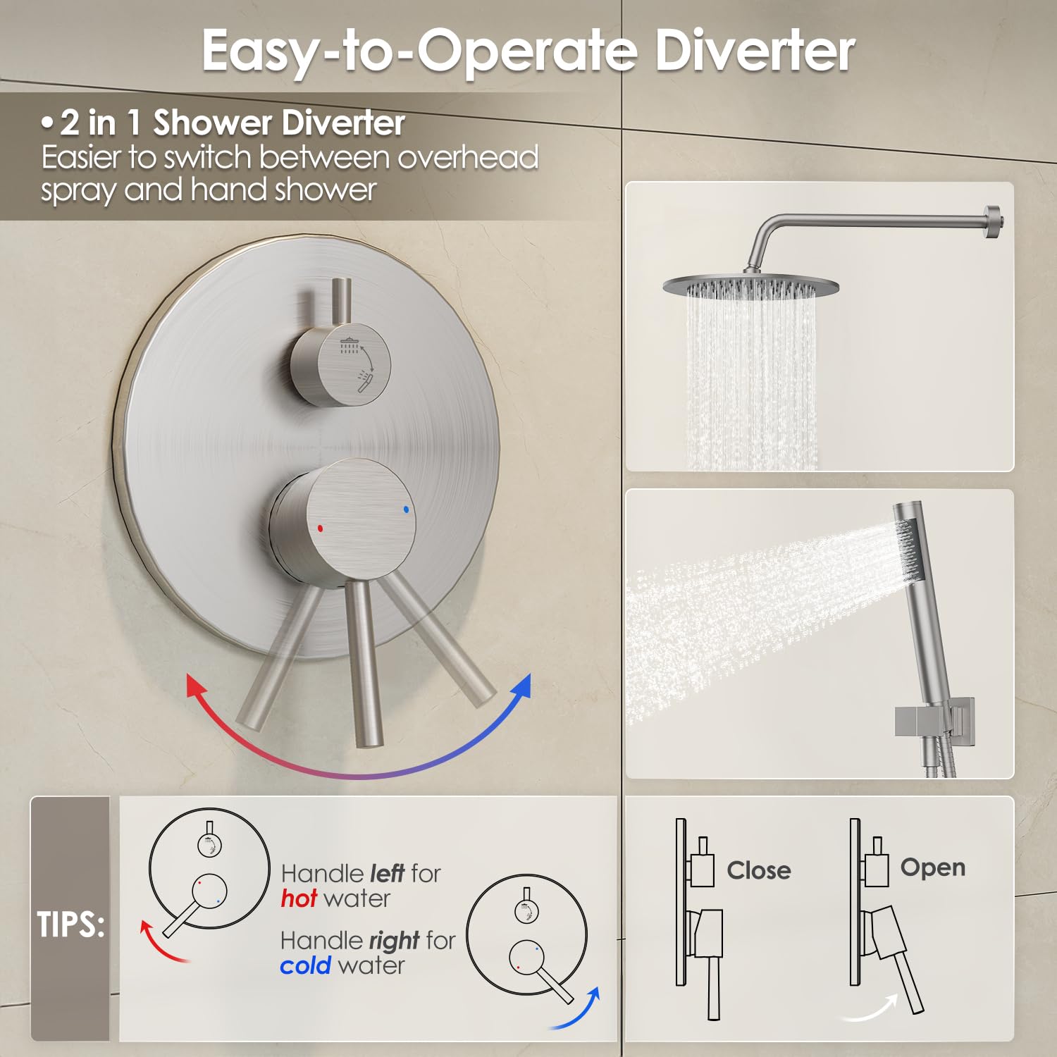 Gabrylly all-metal shower set built for durability and corrosion resistance.