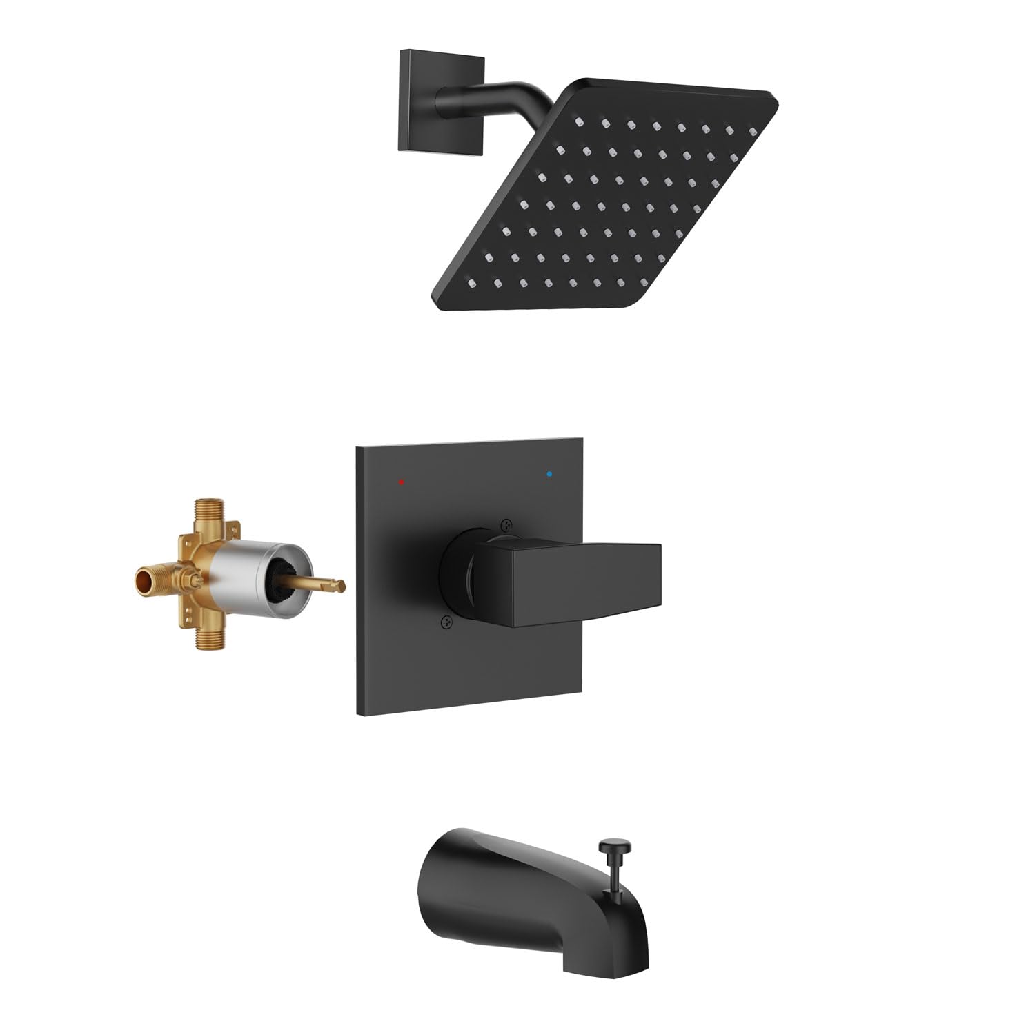 Gabrylly black shower faucet set - full assembly for a cohesive bathroom upgrade.