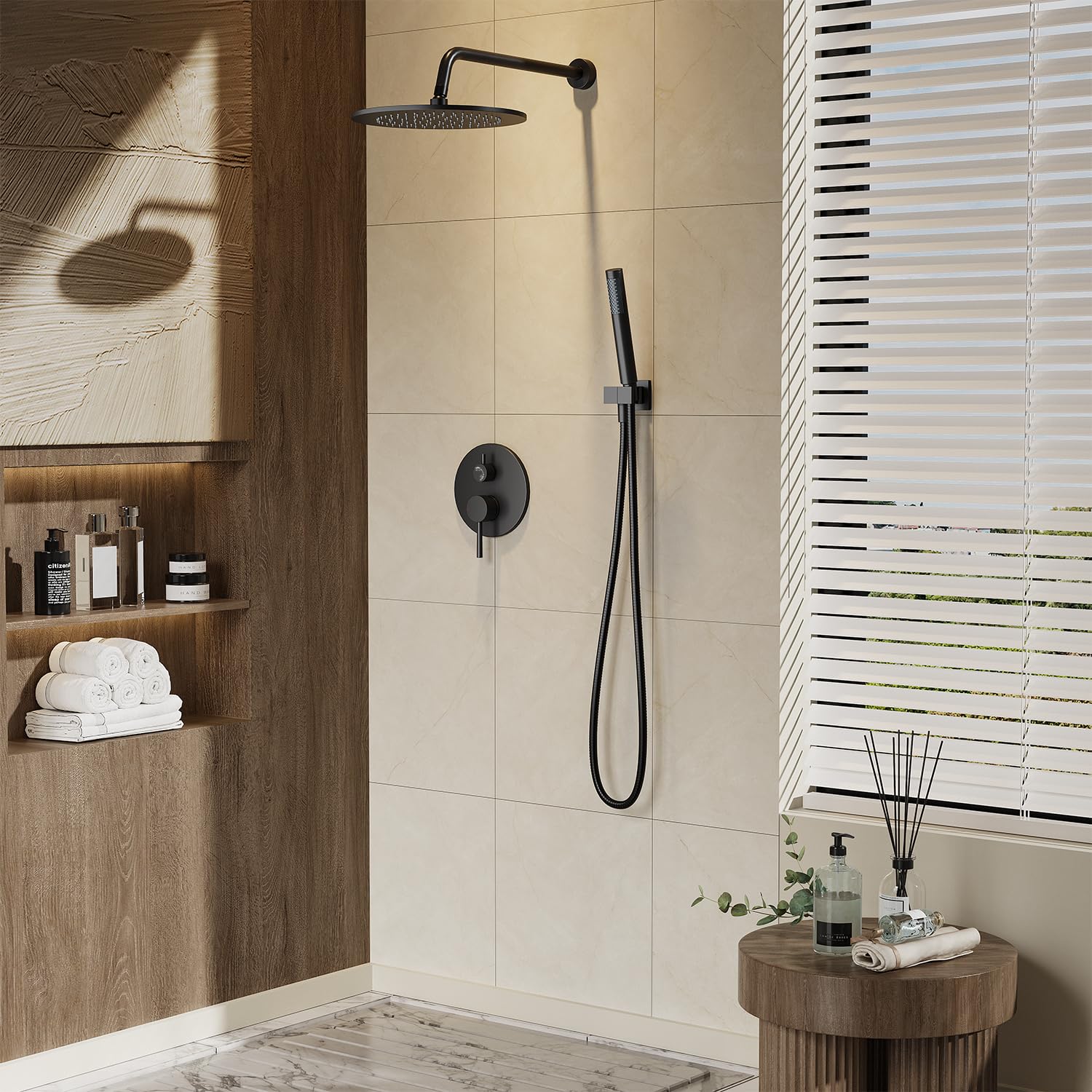 Gabrylly black shower faucet set handheld head provides flexible, targeted rinsing