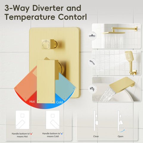 Gabrylly brushed gold shower set combines modern style with premium durability.