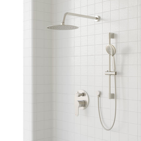 Gabrylly brushed nickel handheld shower with five settings for versatile cleansing