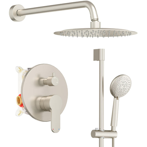 Gabrylly brushed nickel rain shower head for a spa-like shower experience with strong spray