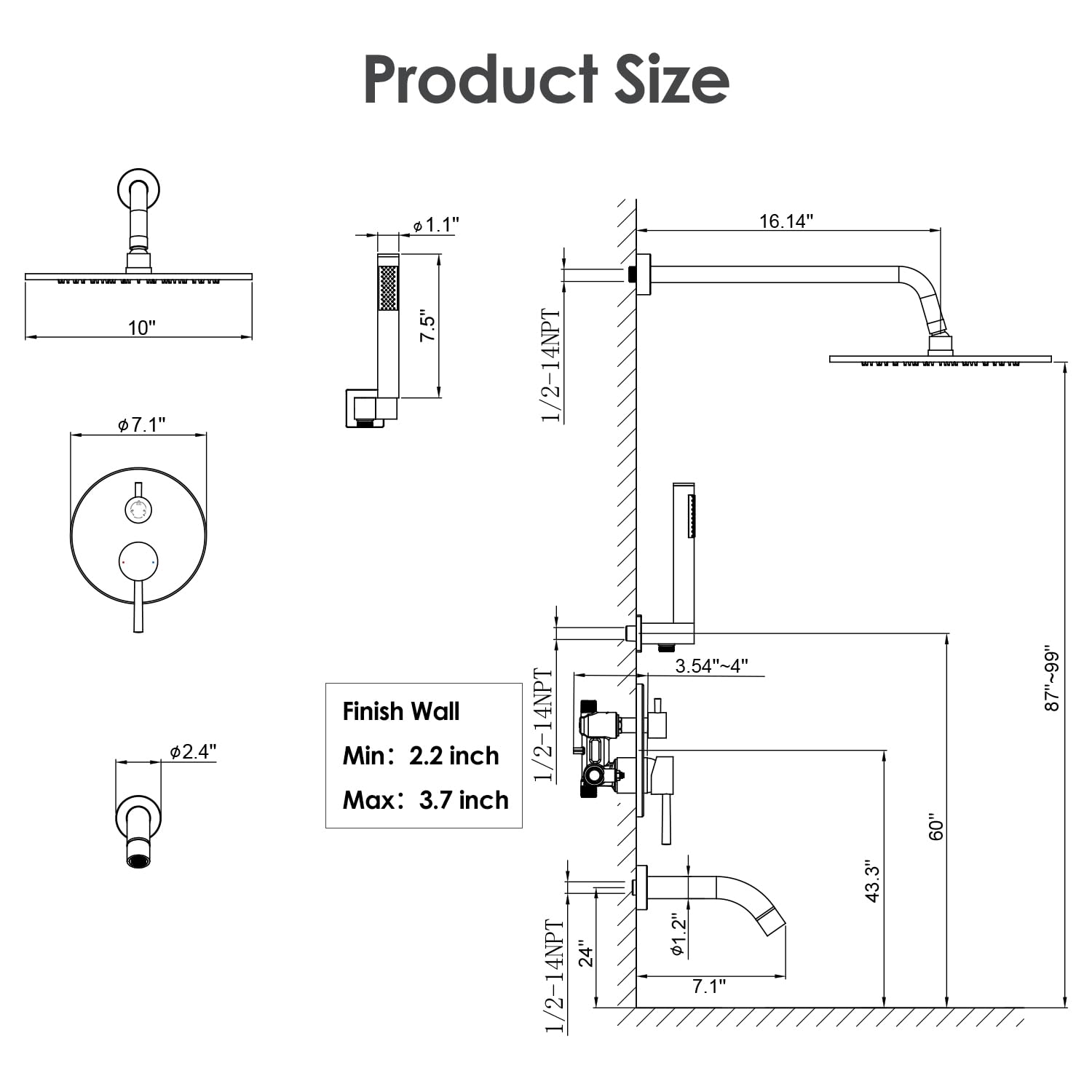 Gabrylly diverter-ready system allows smooth switching between overhead and handheld modes.