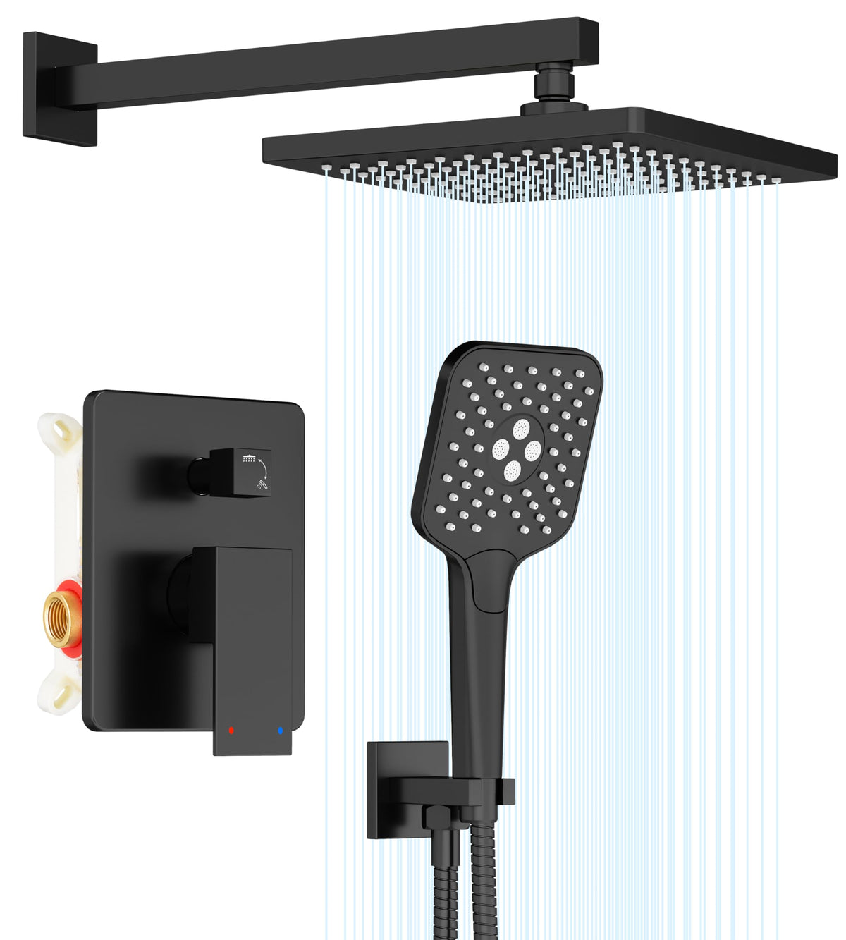 Gabrylly shower system 10 inch rain head delivers wide coverage for a spa like rinse at home