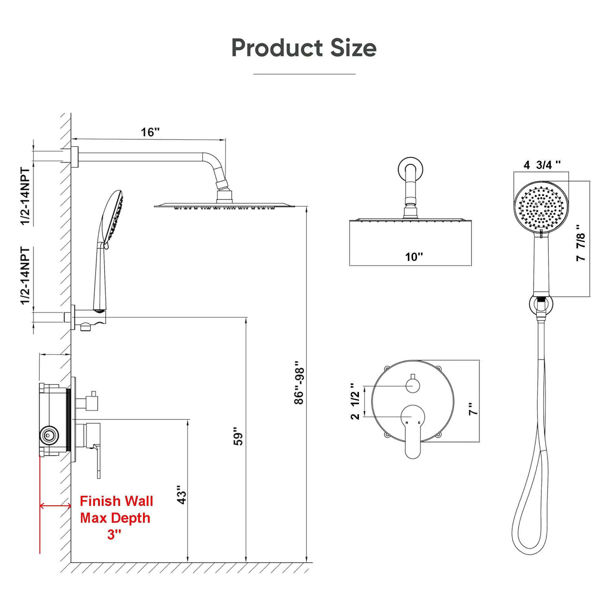Gabrylly brushed nickel shower system adds modern style to the bathroom.