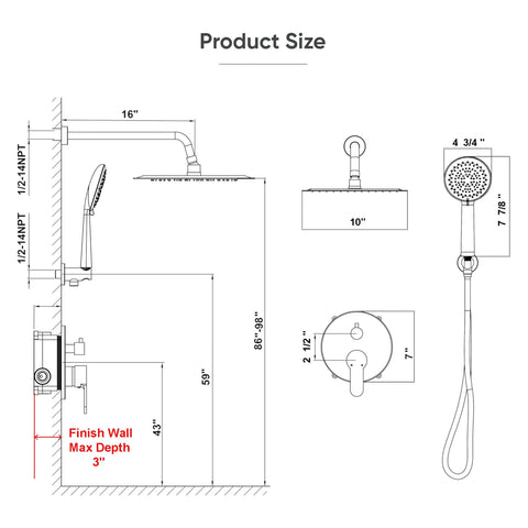 Gabrylly brushed nickel shower system adds modern style to the bathroom.