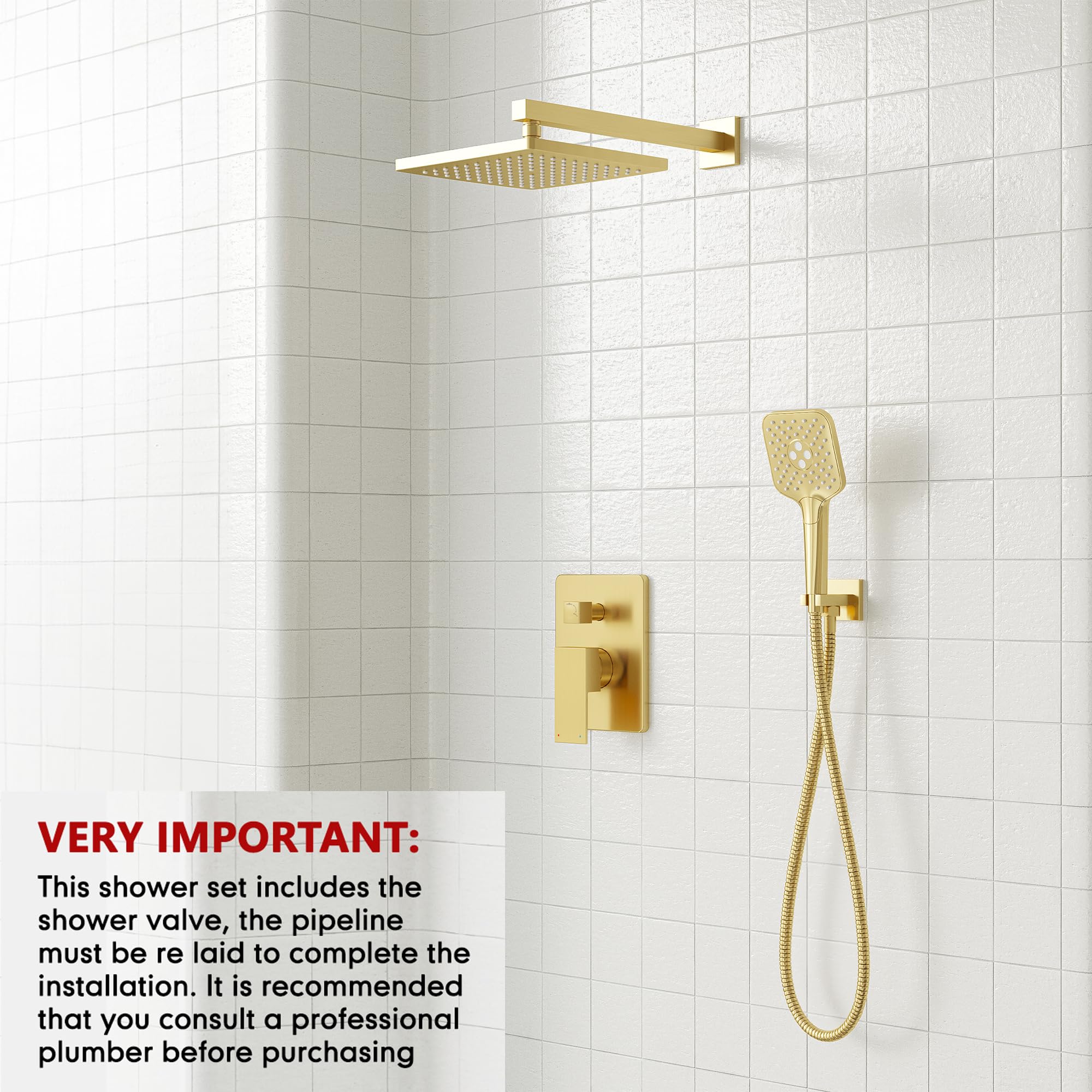 Gabrylly gold wall-mount arm 16-inch for secure, space-saving installation