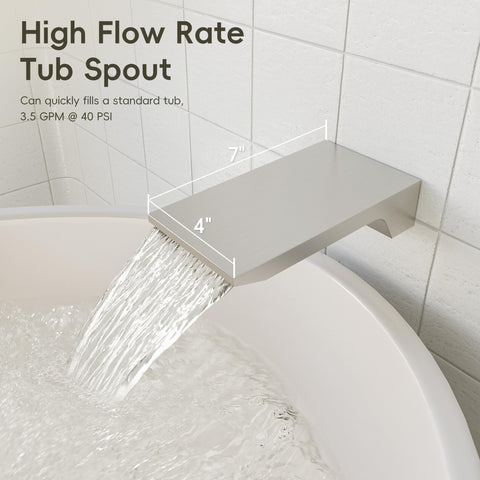 Gabrylly tub spout delivers high flow and quick bath filling