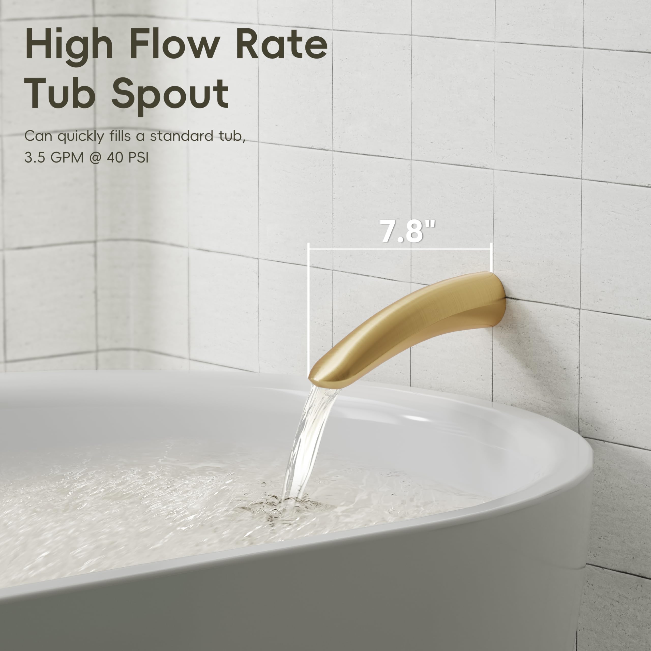 Gabrylly tub spout 7.8-inch facilitates quick tub fills