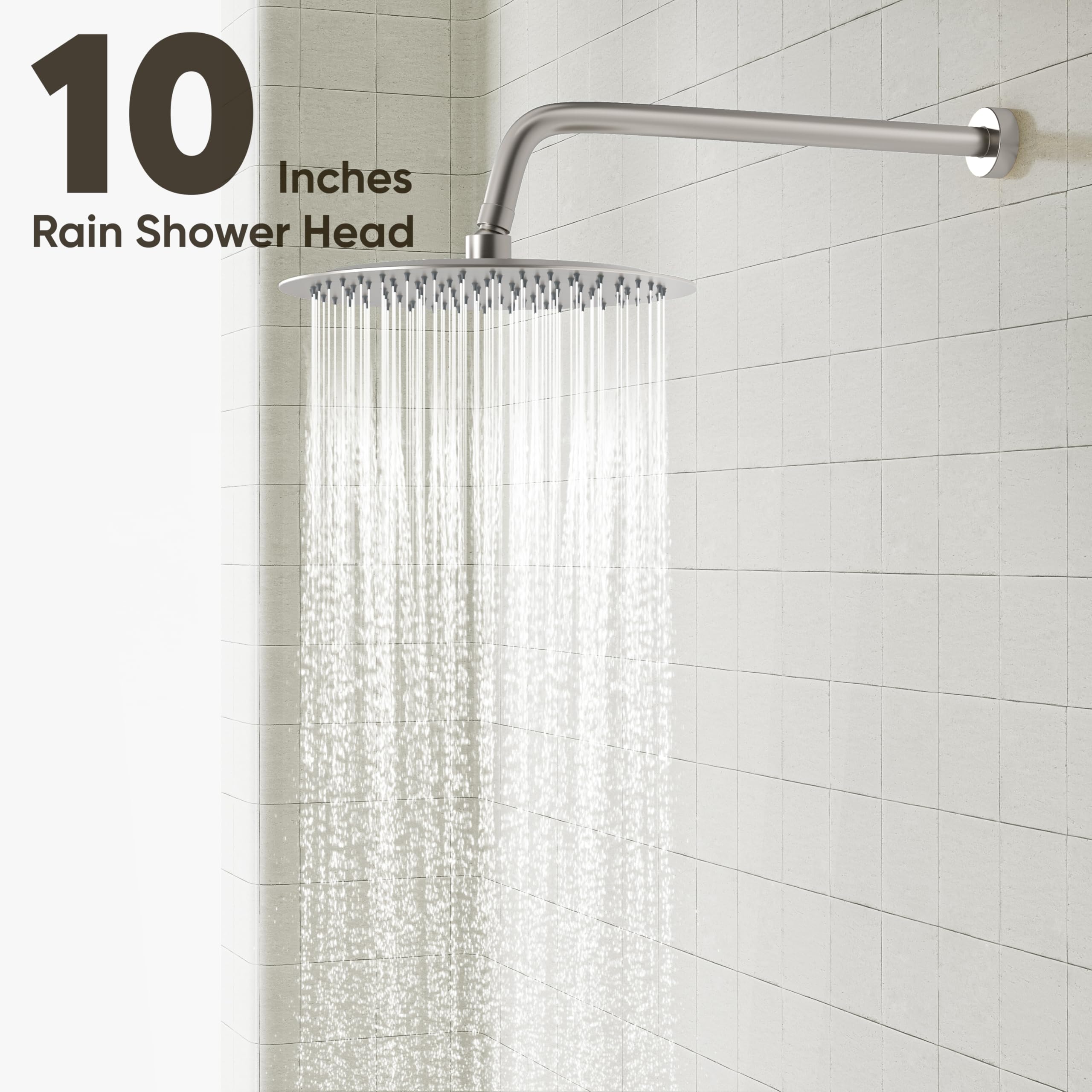 Gabrylly 16-inch wall mount shower arm for generous reach and stability.