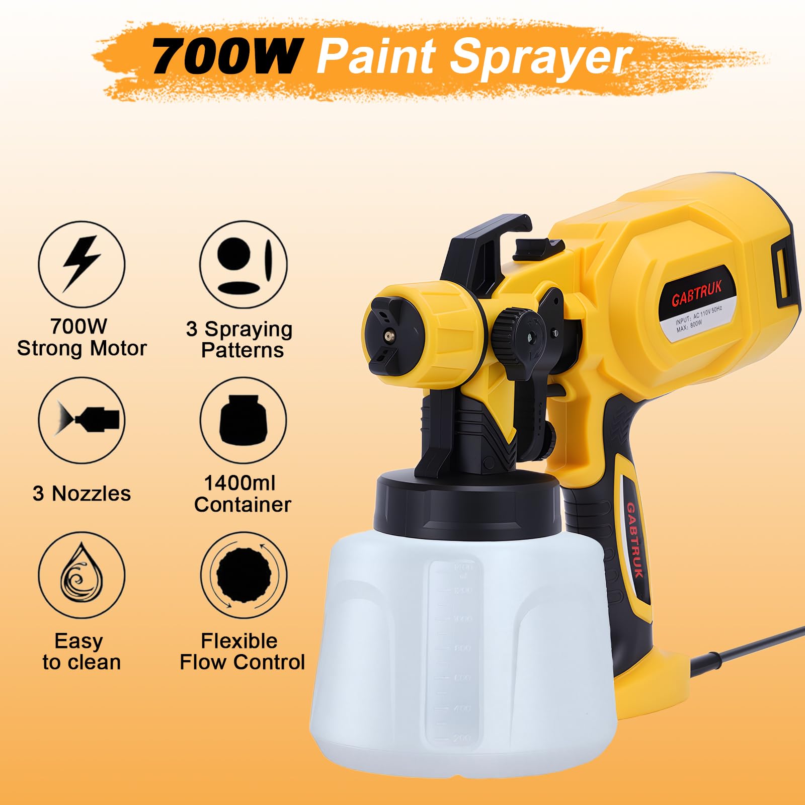 Gabtruk paint sprayer with three nozzles for versatile coatings