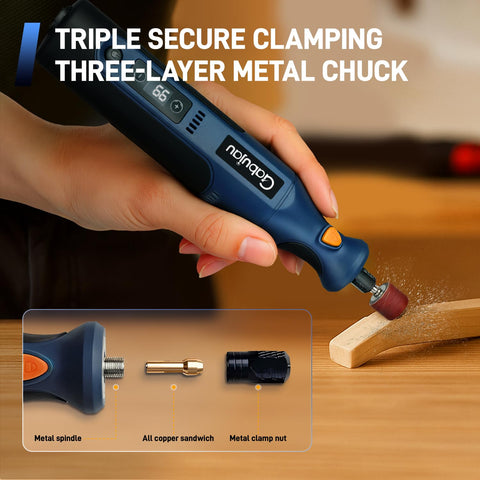 Gabujau cordless rotary tool with built-in LED light for better visibility.