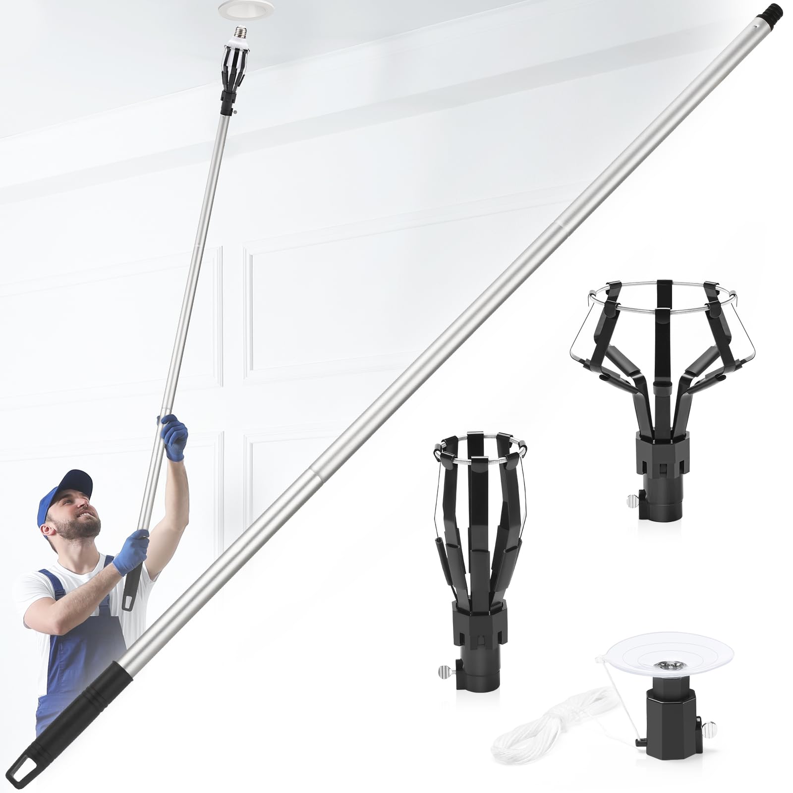 GADFISH 12ft lightbulb changer extended pole for high ceilings