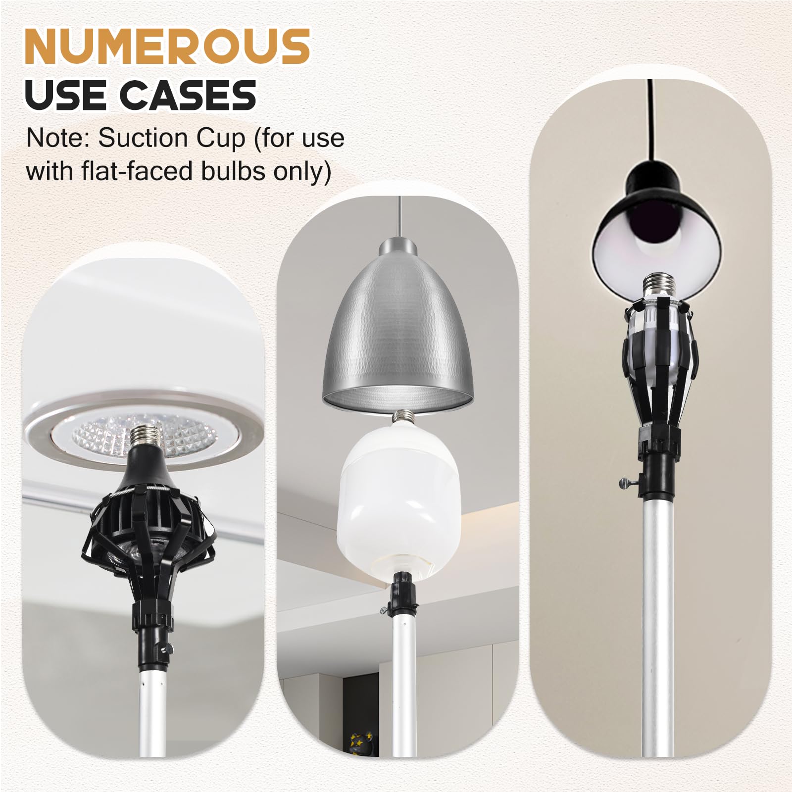 GADFISH three interchangeable adapter heads fit standard to large LED bulbs