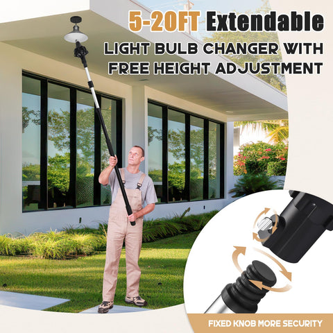 GADFISH telescoping pole with flip-lock for stable high-ceiling bulb changes