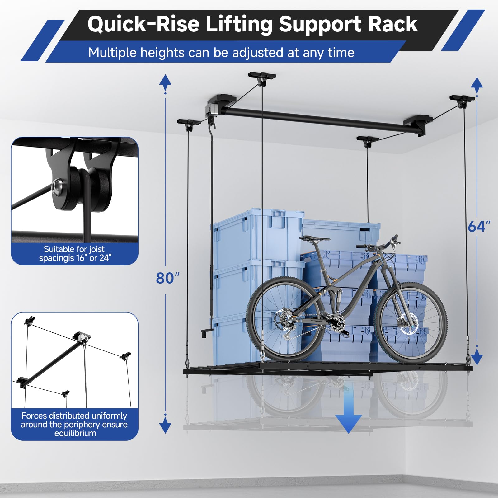 GADFISH dual-cable ceiling mount boosts stability during lifting.