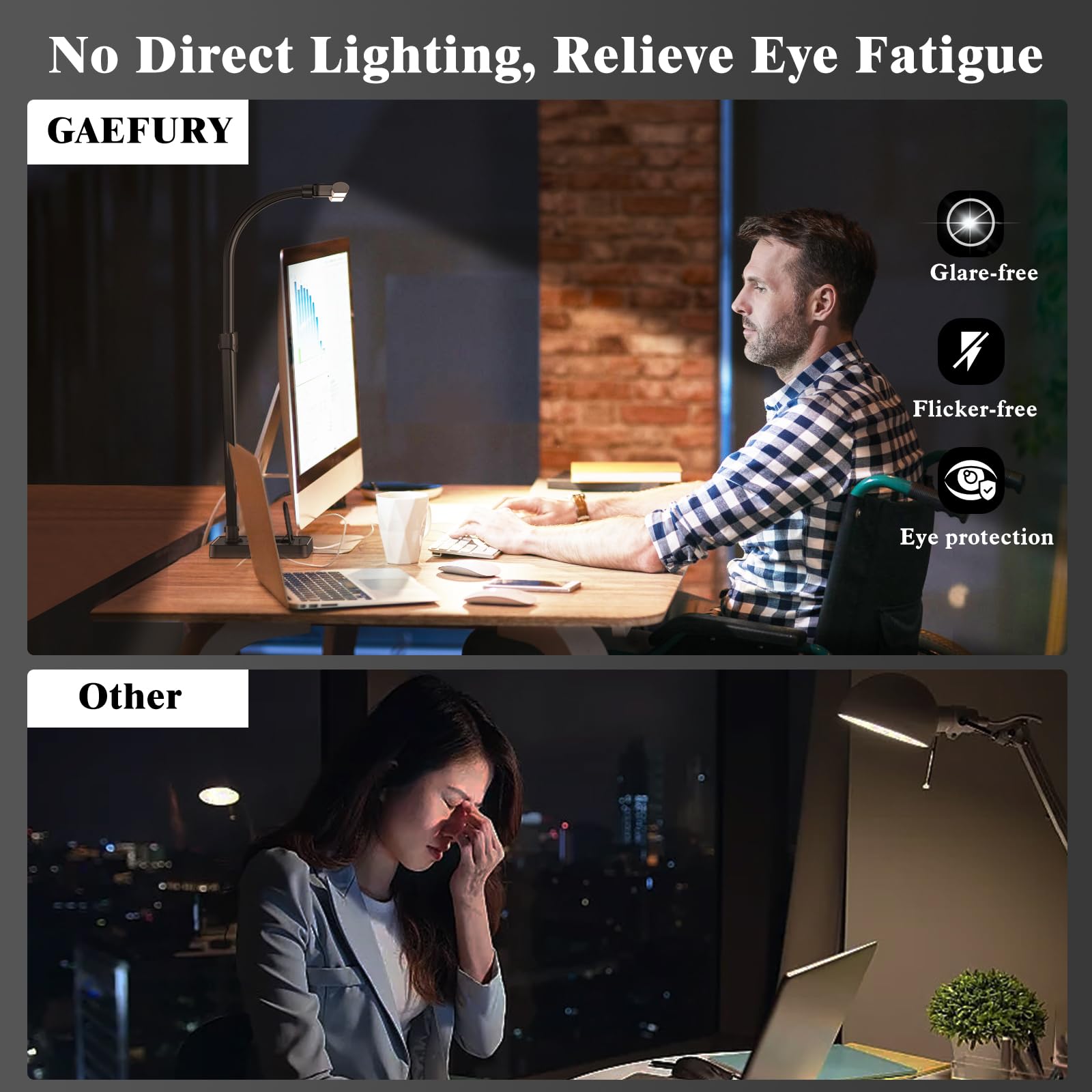 GAEFURY desk lamp memory function saves the last lighting setup.