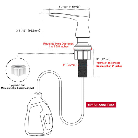 GAGALIFE 40-inch extension tube extending into the original soap bottle