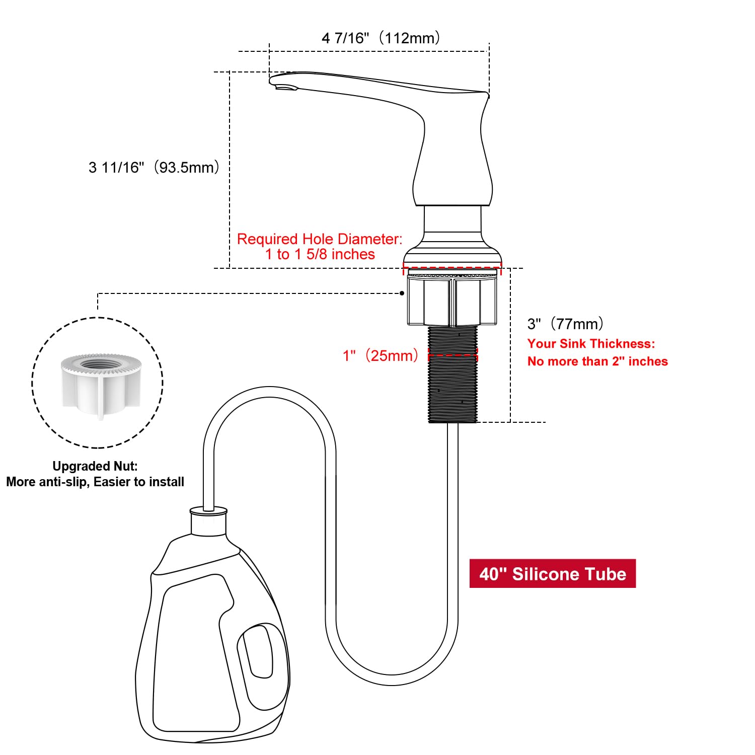 GAGALIFE 40-inch extension tube under sink for fewer refills