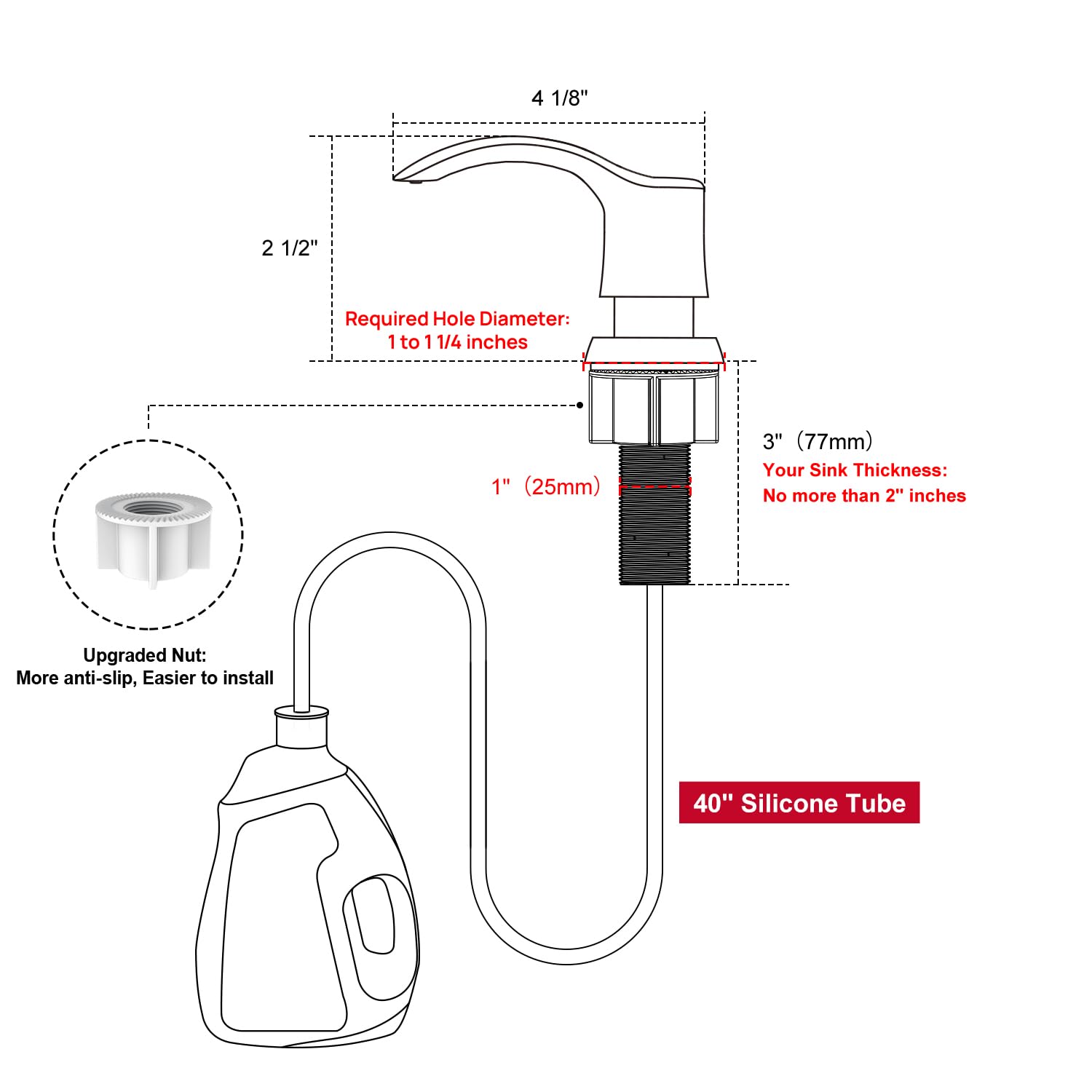 GAGALIFE Brushed Nickel pump component designed for daily use