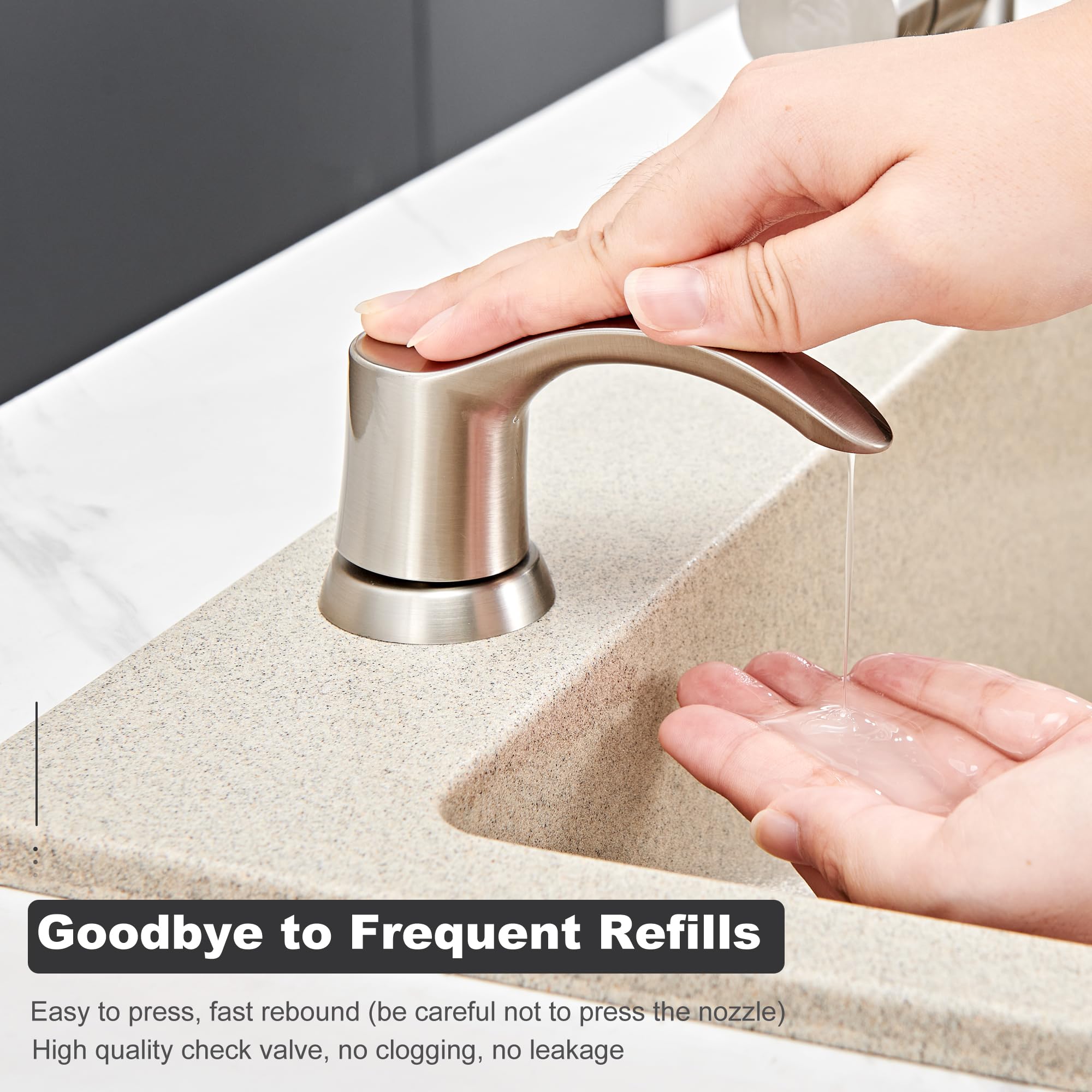 GAGALIFE Brushed nickel finish enhances kitchen style