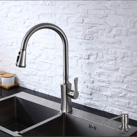 GAGALIFE brushed nickel pump adds a modern touch to your kitchen