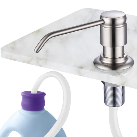 GAGALIFE brushed nickel soap dispenser with direct bottle connection for mess-free refills