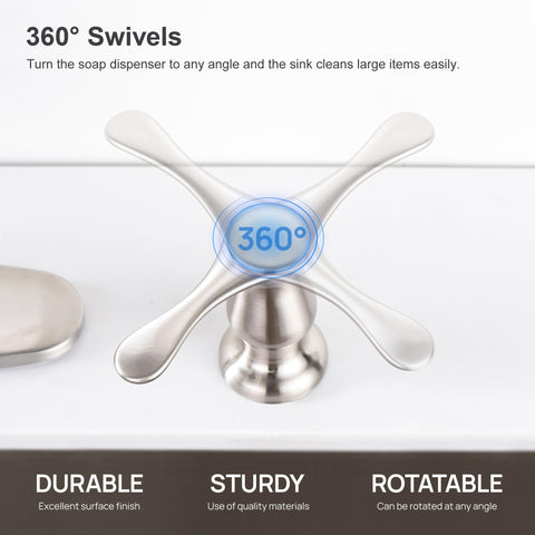GAGALIFE built-in soap dispenser in brushed nickel complements faucet styles