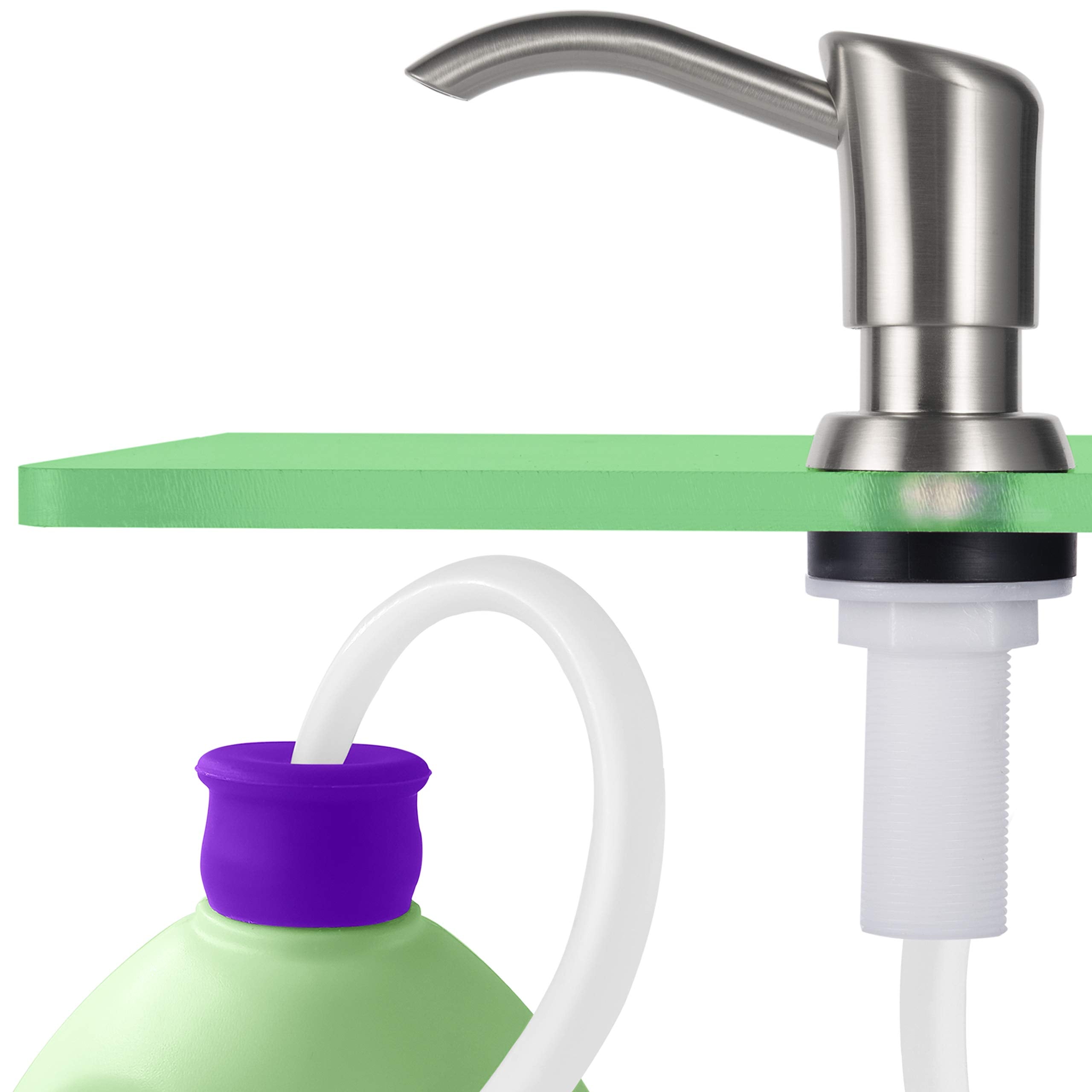 GAGALIFE built-in counter soap dispenser with brushed nickel finish for an elegant sink setup.
