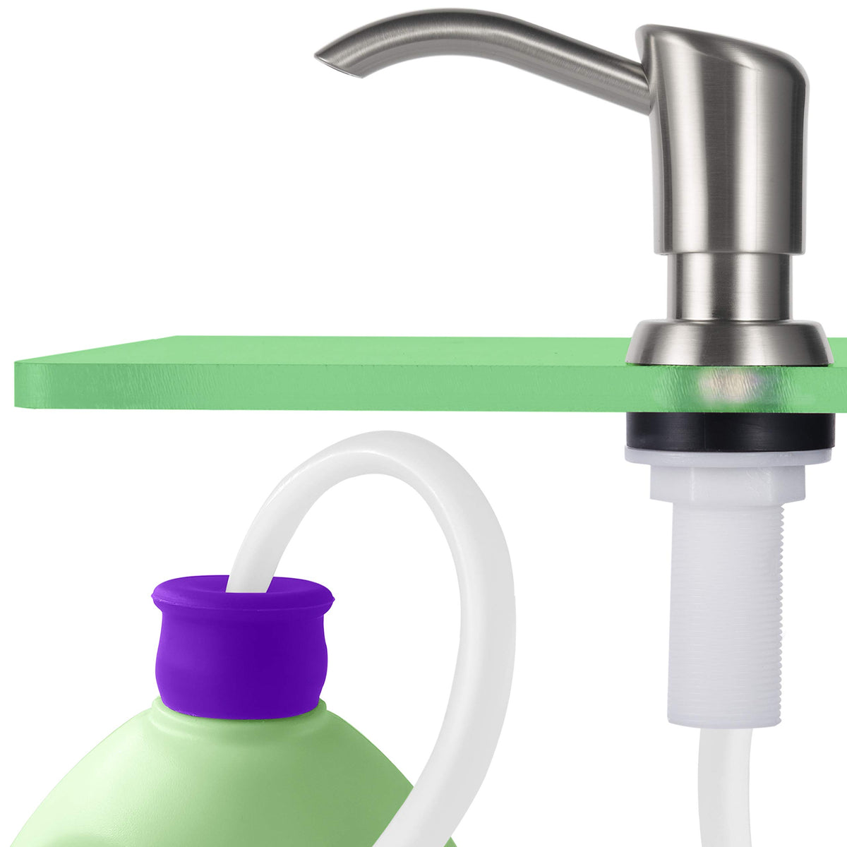 GAGALIFE built-in counter soap dispenser with brushed nickel finish for an elegant sink setup.