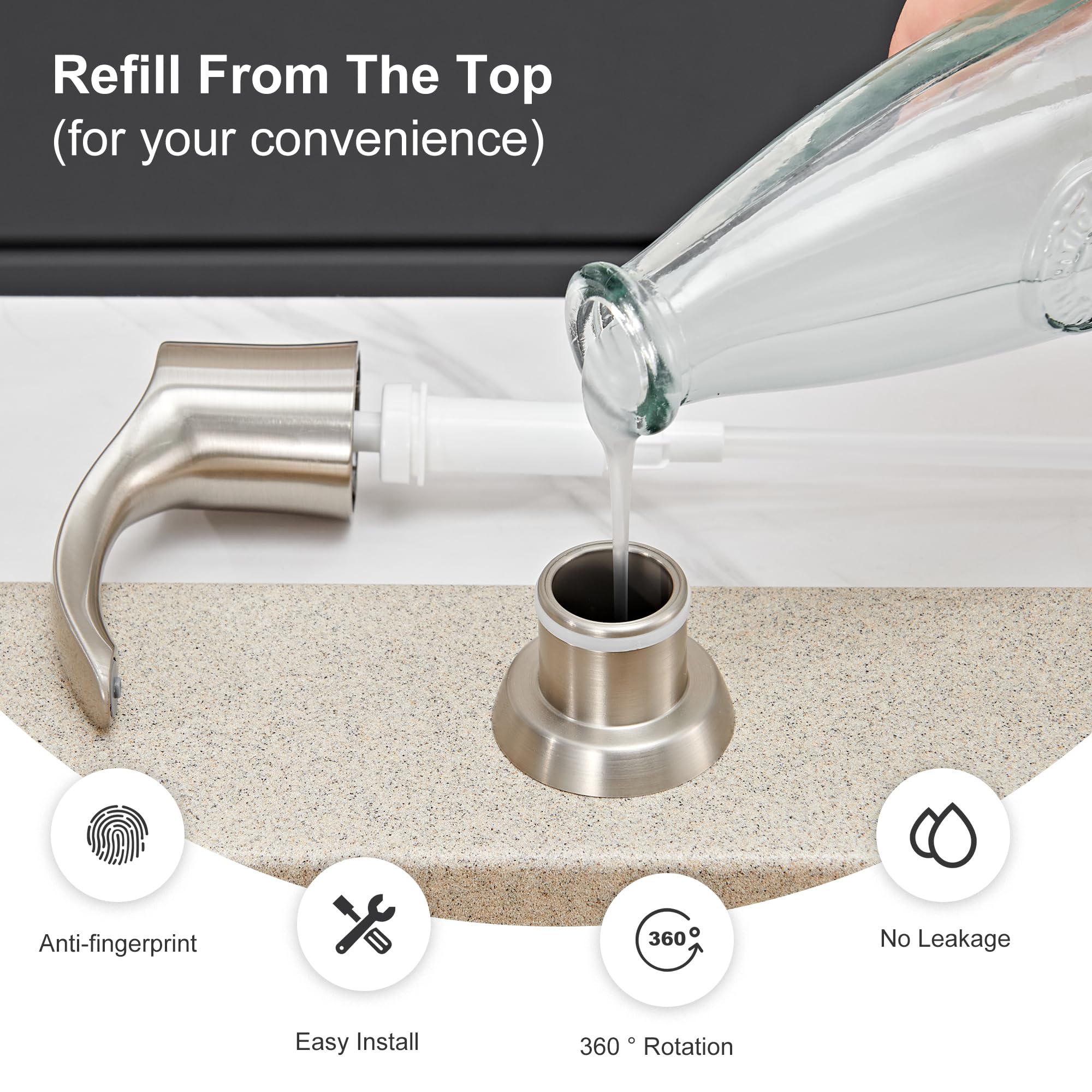 GAGALIFE close-up of brushed nickel spout shows durable finish.