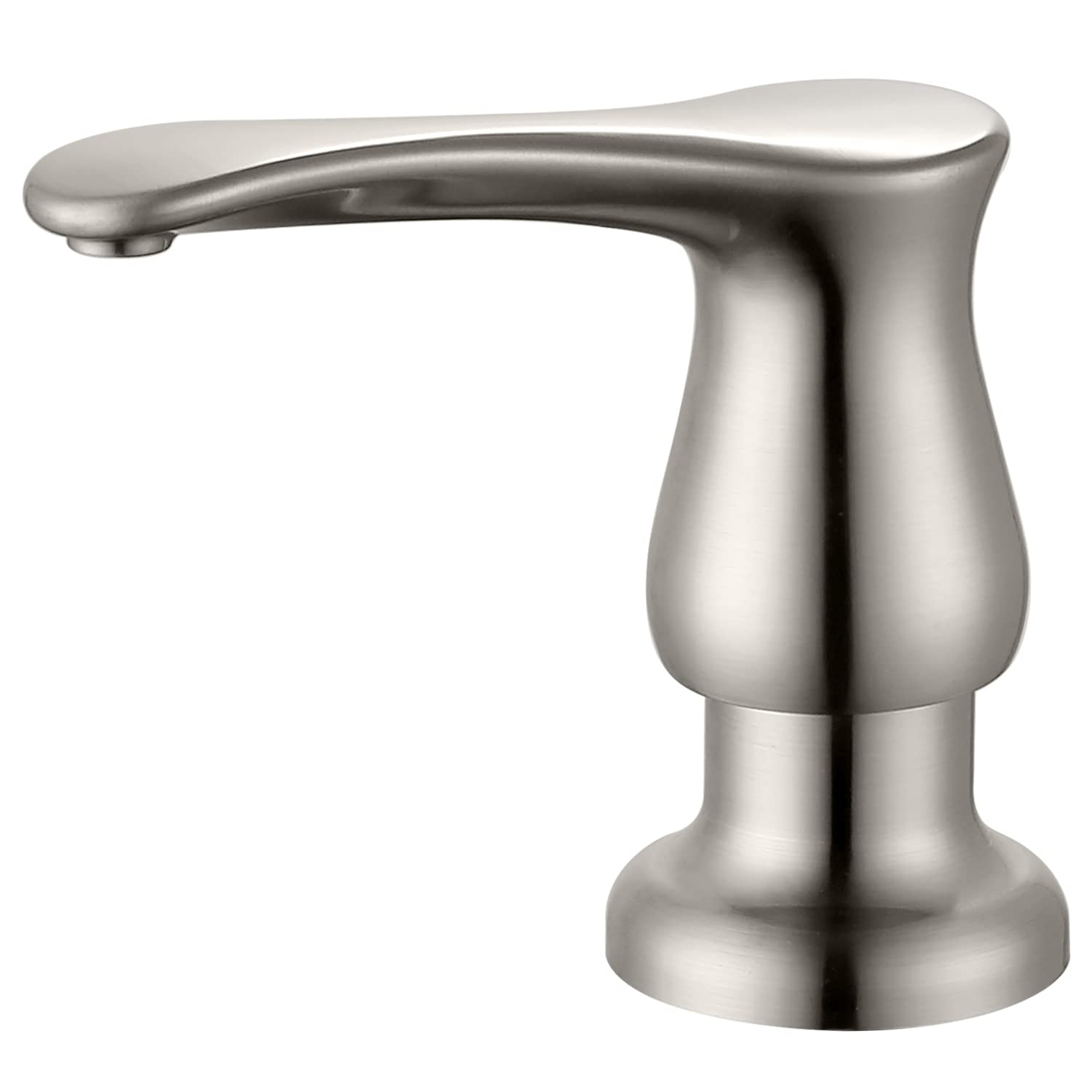 GAGALIFE Brushed Nickel kitchen sink soap dispenser with 17 oz bottle, easy top refill