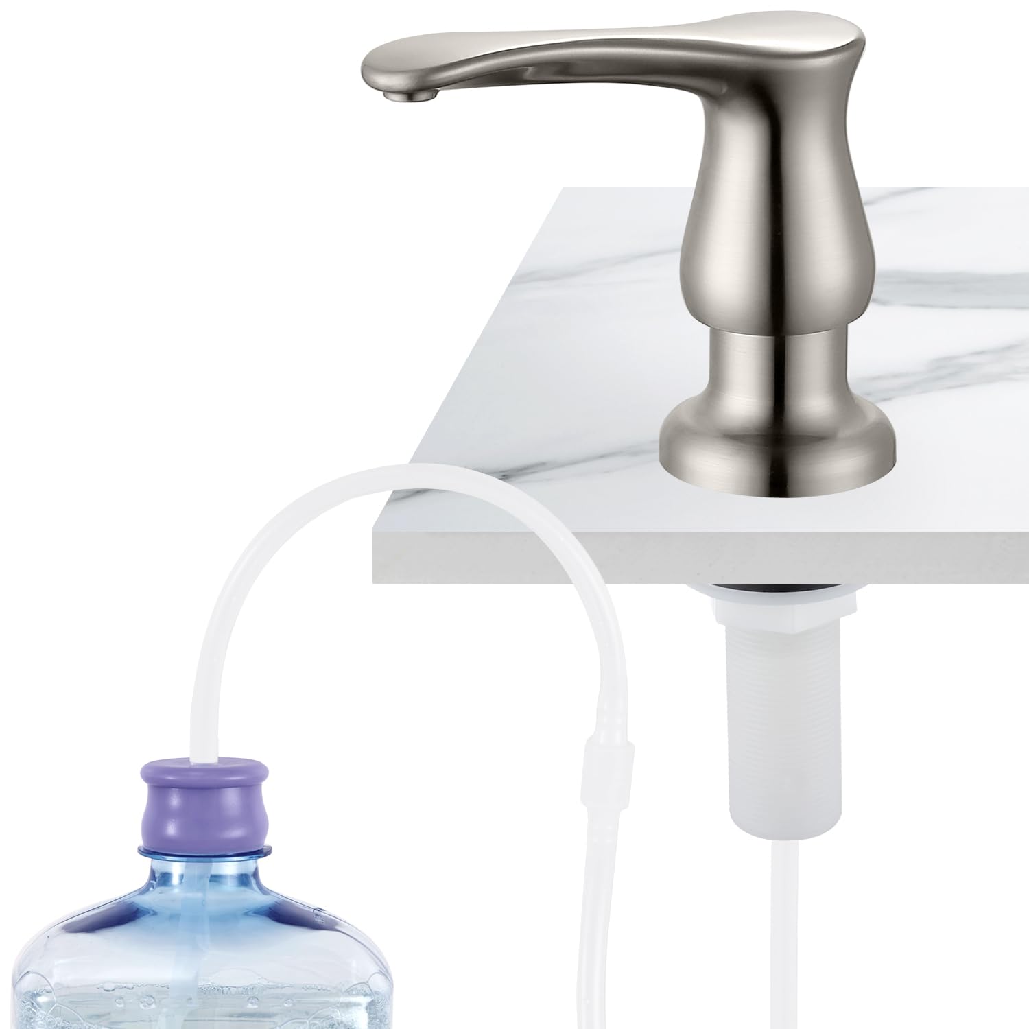 GAGALIFE brushed nickel soap dispenser pump for a sleek kitchen look with fewer refills