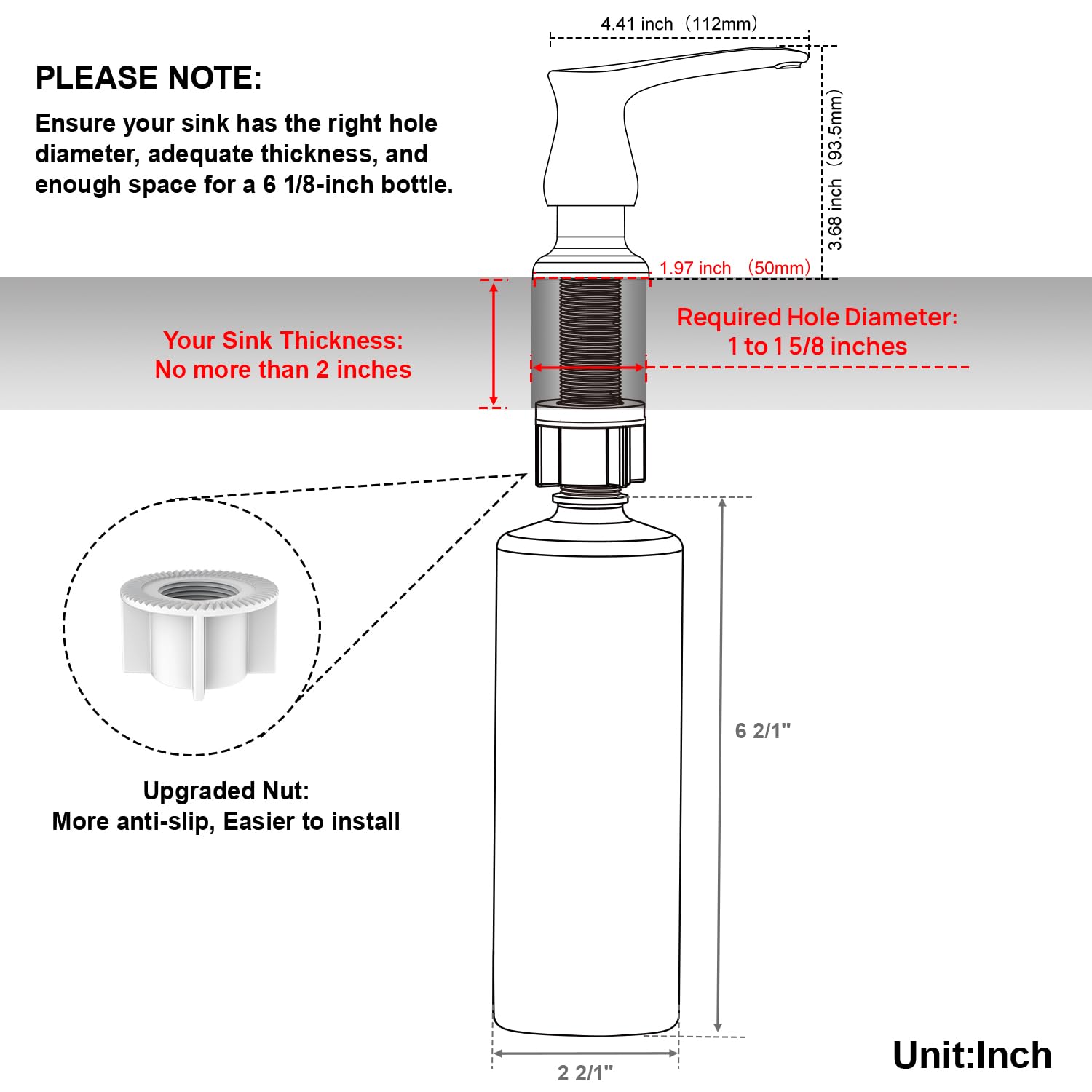 GAGALIFE rust-free soap dispenser suitable for busy kitchens