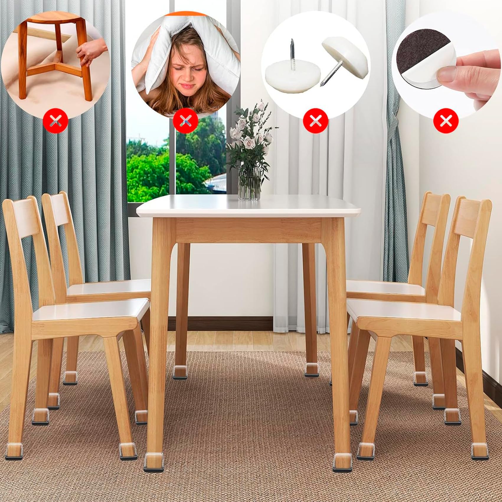 GAGUIUP chair sliders on carpet illustrate smooth, quiet movement