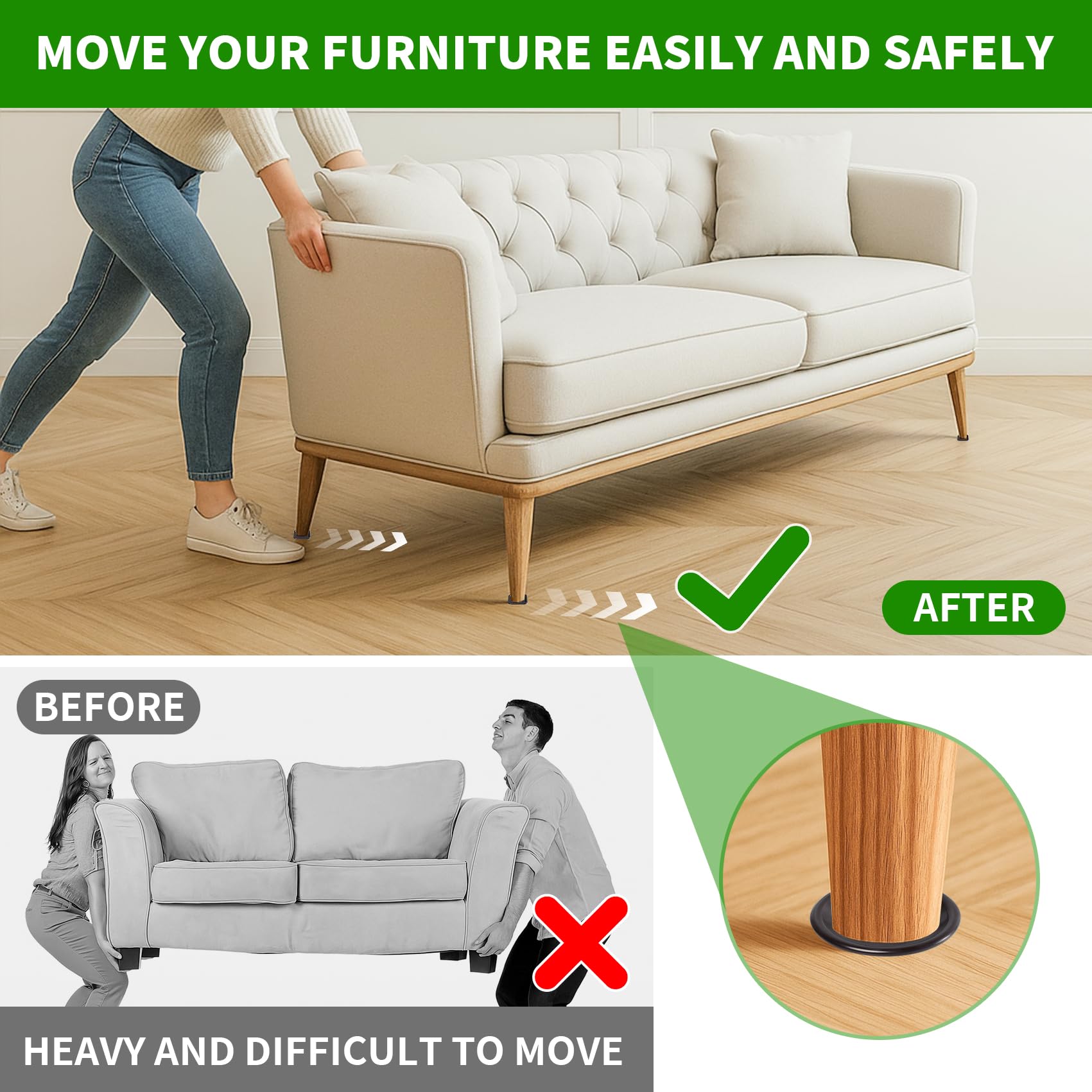 Gaguiup round 1-5/8 inch cups balance furniture on soft floors.