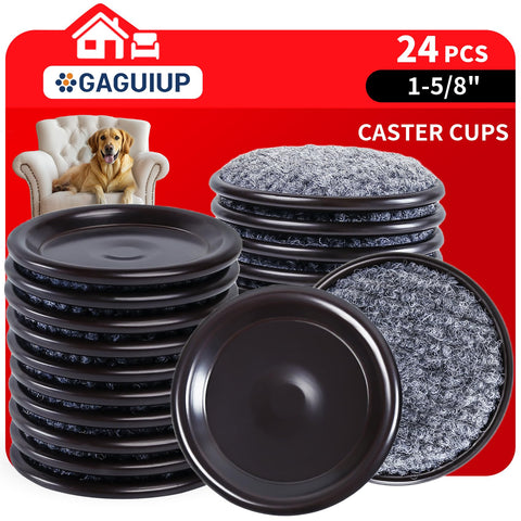 GAGUIUP round caster cups protect brown-gray floors from furniture scratches