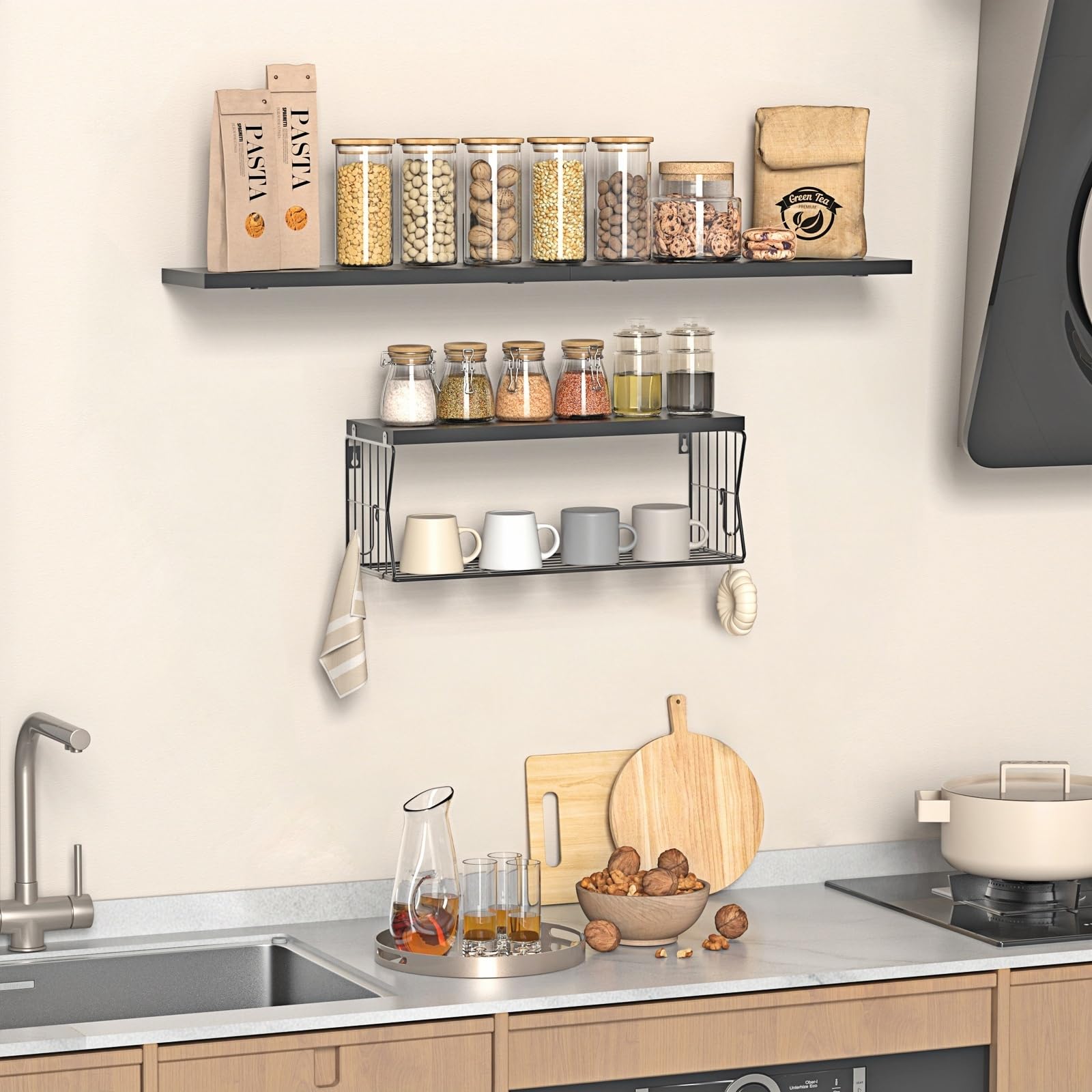 Gailia moisture-resistant solid wood bathroom shelves endure humidity.