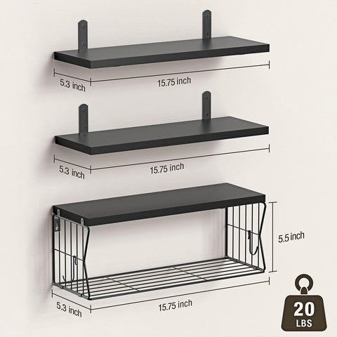 Gailia shelf with basket organizing toilet paper and daily essentials.