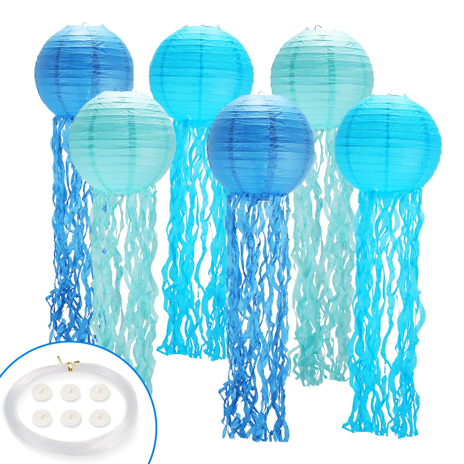 GAILROSO jellyfish lantern deep blue 8-inch for mermaid party decor