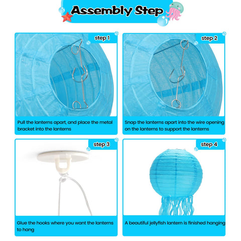 GAILROSO jellyfish lanterns with hooks and string for quick hangs