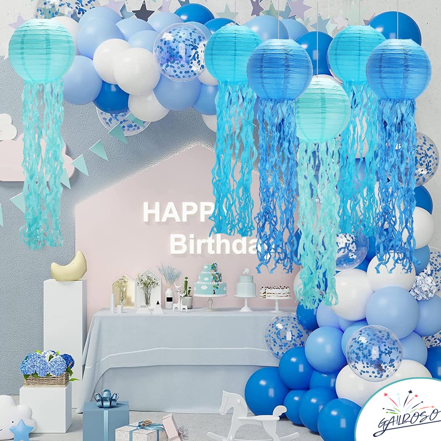 GAILROSO mermaid party jellyfish lanterns for floating ceiling display