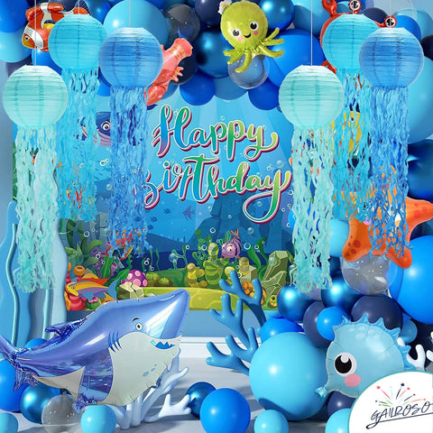 GAILROSO undersea party decoration adds vibrant 8-inch lanterns
