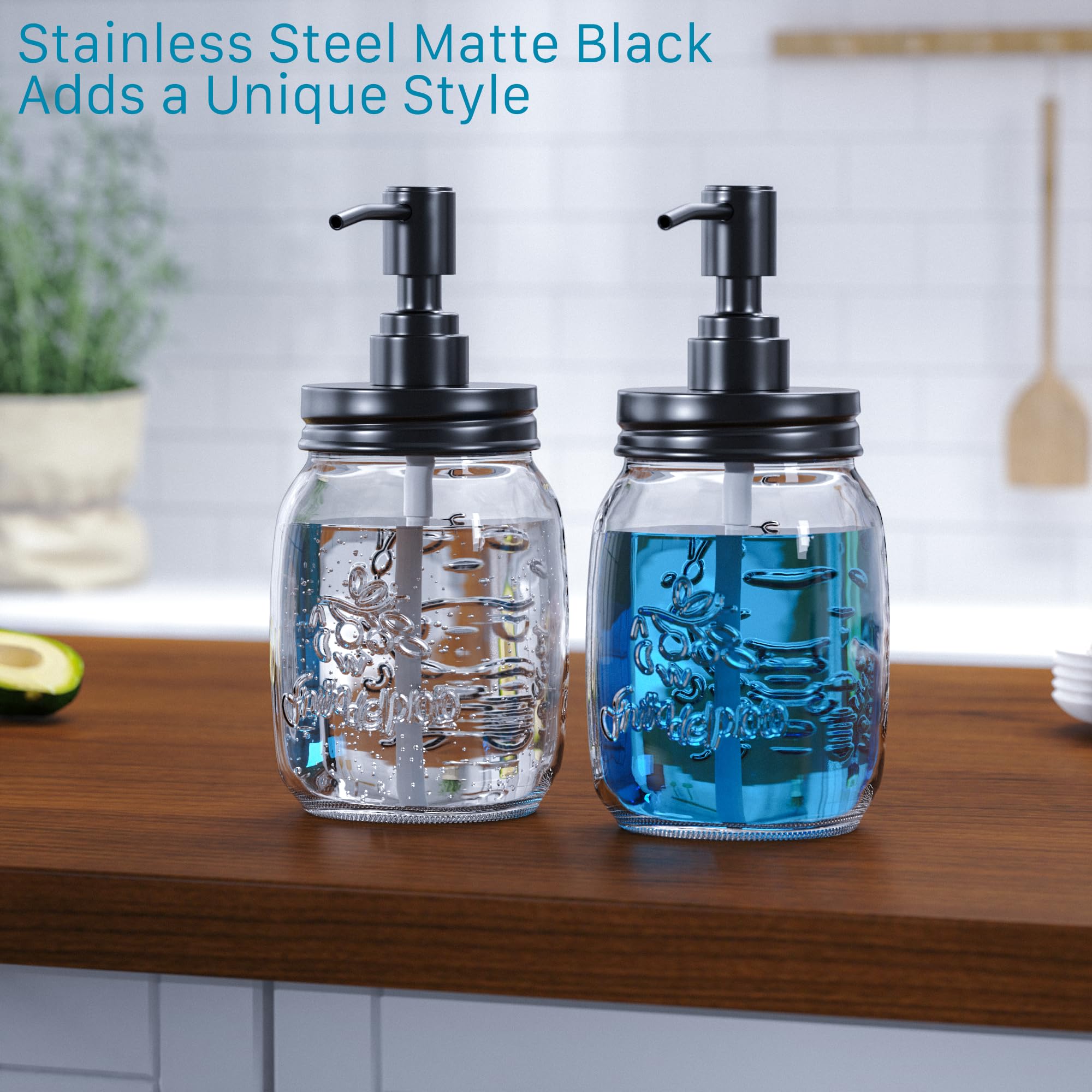 galasily mason jar with glass relief design and black pump for vintage charm
