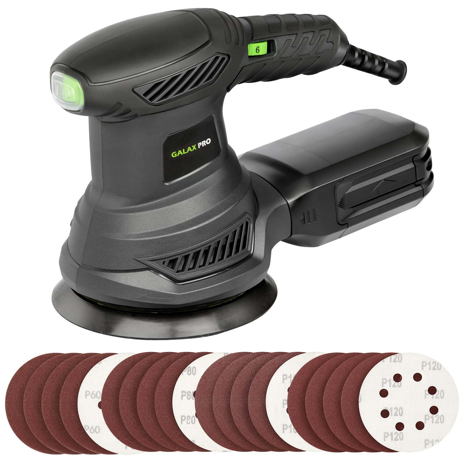 GALAX PRO 2.5A rotary orbital sander front view for smooth wood finishing.