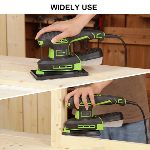 GALAX PRO 2-in-1 sheet sander speed dial indicating versatile performance.